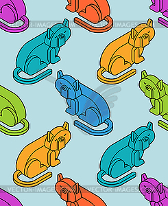 Cat Isometrics pattern. Home pet 3d background. - royalty-free vector image