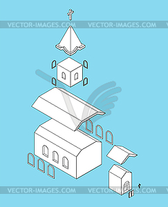 Элементы церковной структуры Изометрия - векторное графическое изображение