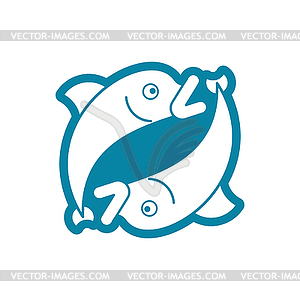 Pisces sign of zodiac symbol .  - vector image