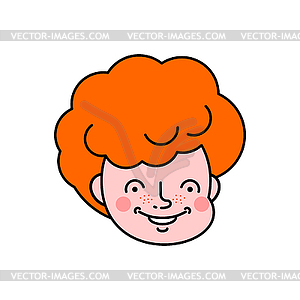 Red boy face. Red-haired child with freckles - vector EPS clipart