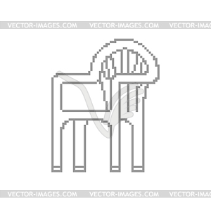 Пластиковый стул Pixel art. Летняя мебель 8 бит. - стоковый векторный клипарт