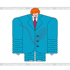 Boy in big suit. Small businessman. Child in his - vector image