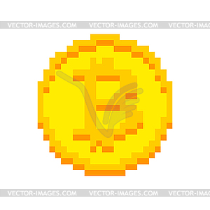 Bitcoin Pixel art . crypto currency 8 bit. - vector image