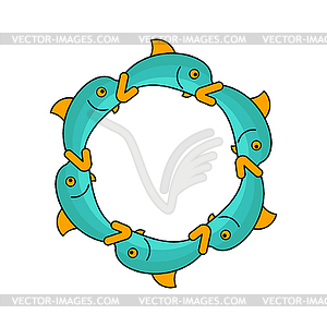 Лосось рыбы круглый знак. Символ Морское животное - векторный клипарт