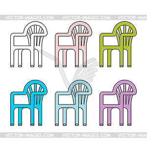 Plastic chair set. Summer furniture  - vector image