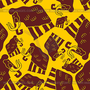 Mammoth pattern seamless. Prehistoric elephant - vector image