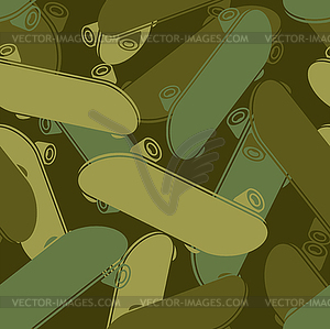 Skateboard military pattern seamless. Sport Khaki - vector clip art