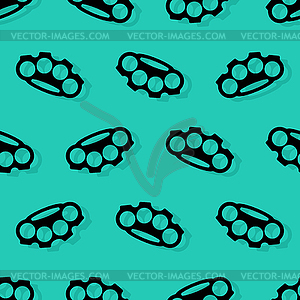 Brass knuckles pattern seamless. Weapon bully - vector image