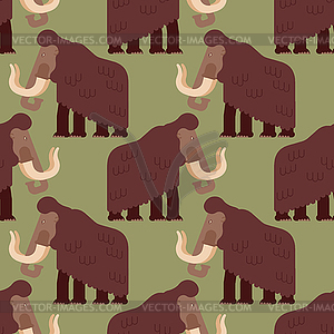 Mammoth pattern seamless. Prehistoric elephant - vector clipart