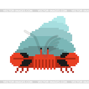 Crab hermit pixel art. 8 bit Crab in shell. Marine - vector image