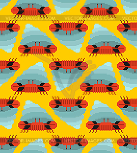 Crab hermit pixel art pattern seamless. 8 bit Crab - vector clip art