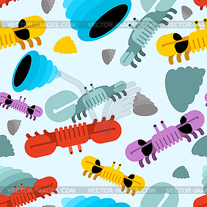 Underwater world pattern seamless. Shell and crab - vector clip art