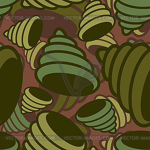 Shell sea military pattern seamless. conch Khaki - vector clipart