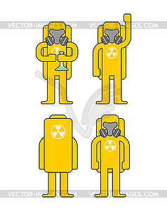 Biohazard protection set. Yellow Suit Chemical - vector clipart