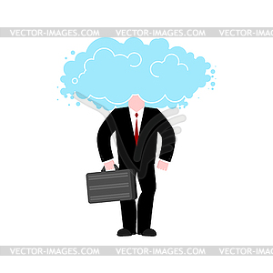 Man cloud head. Businessman weather - vector clipart