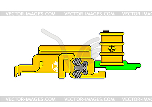 Explosion of radioactive waste. Yellow barre - vector clipart