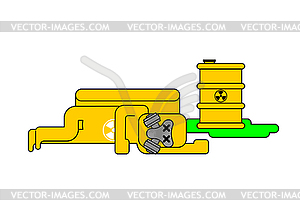 Взрыв радиоактивных отходов. Желтый барр - иллюстрация в векторе