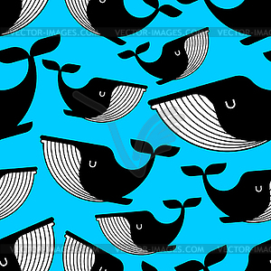 Whale pattern seamless. large mammal under water - vector image