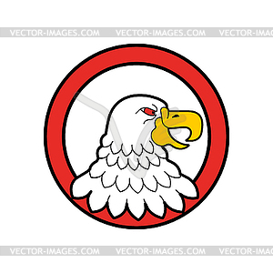 Bald eagle head in circle emblem. Predator bird - vector clipart