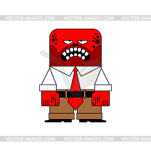 Anger red man. Evil worker. Angry red boss - vector clipart