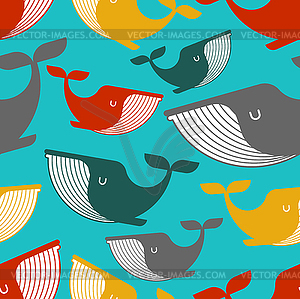 Whale pattern seamless. large mammal under water - stock vector clipart