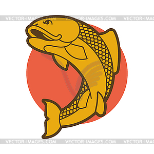 Рыбная эмблема. Рыбацкий клуб Рыбак знак - векторизованное изображение клипарта