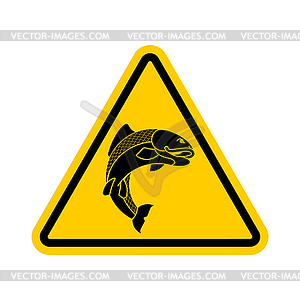 Attention Fish. Yellow prohibitory road sign. Dange - vector EPS clipart