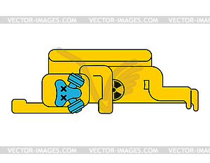 Dead Yellow Suit Chemical Biohazard protection. - vector image