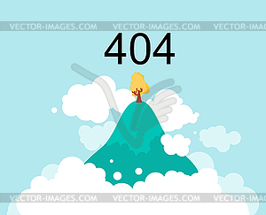 Flying Island in clouds in sky. 404 error. Page - vector clipart