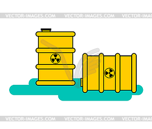 Yellow barrel radioactive waste. Biohazard - vector image