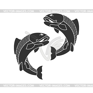 Carp japan fish . folk asian koi - vector clip art