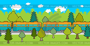 Railway track ornament. Train car pattern. - vector clip art