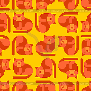Красный узор пикселя пикселя кошки бесшовные. 8-битный цифровой - изображение в векторе / векторный клипарт