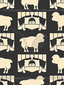 Спящий человек и овец шаблон бесшовные. Гай в - векторный клипарт / векторное изображение