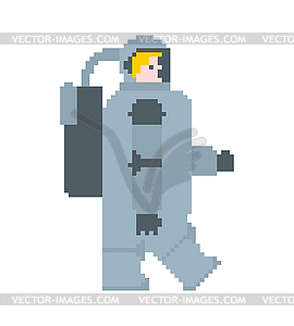 Astronaut pixel art. Cosmonaut 8 bit. spaceman - vector EPS clipart