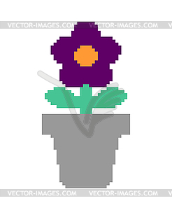 Violet in pot pixel art. 8 bit Flower - vector EPS clipart