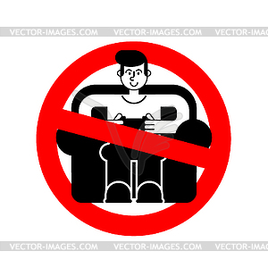 Stop gamer. Ban guy playing video game. No - vector clipart