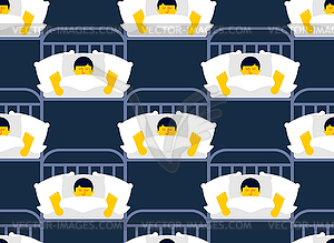 Guy in bed asleep pattern seamless. Man sleeping - royalty-free vector image