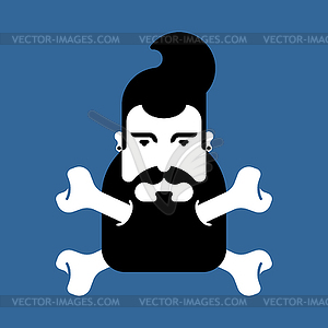 Hipster and bones. Beard and Crossbones. Fashionabl - stock vector clipart