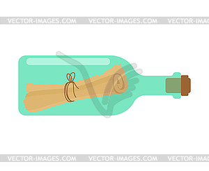 Прокрутить сообщение в бутылке. Письмо в колбе. иллю - векторный дизайн