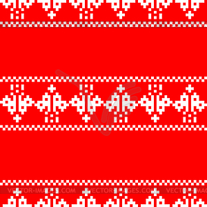 Pixel embroidery Christmas pattern seamless. New - vector clipart