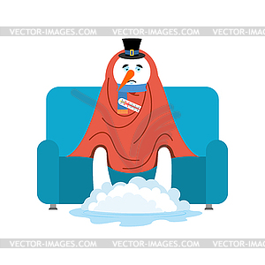 Statue of Liberty sick sitting in armchair wrapped - vector clip art