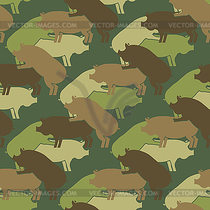 Pig sex army pattern eamless. Piggy intercourse - vector image