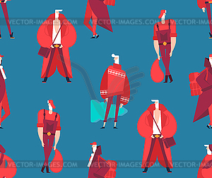 Santa Claus fashion pattern. Fashionable New Year - vector image