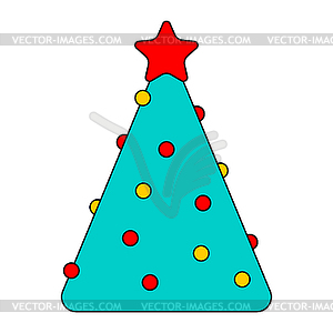 Christmas tree linear. New Year - vector image