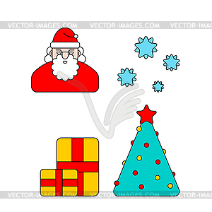 Christmas Linear icon set. Santa and Christmas - vector image