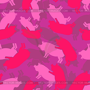 Pig sex pink army pattern eamless. Piggy intercours - vector image