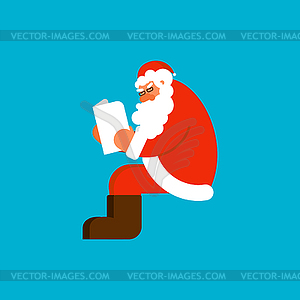 Santa reading mail template. Claus and message. Xma - vector image