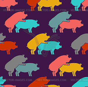 Pig sex pattern eamless. Piggy intercourse - vector image
