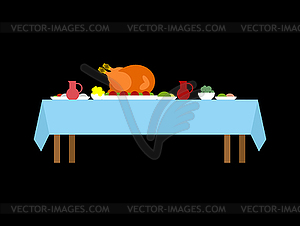Turkey on table for thanksgiving day. National - vector EPS clipart